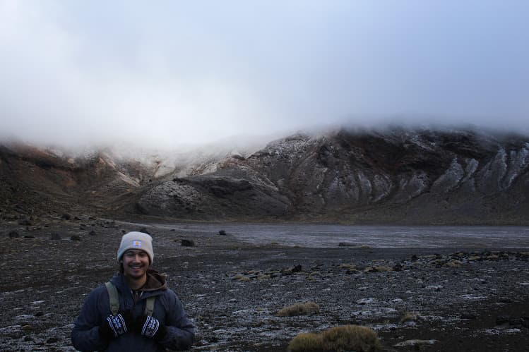 Coby Maybrook on the Tongariro Alpine Crossing in New Zealand